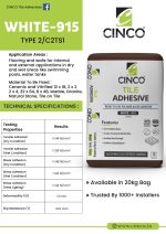 CINCO WHITE 915 Tile Adhesive | Polymer Modified S1 Fexible Adhesive - Image 4